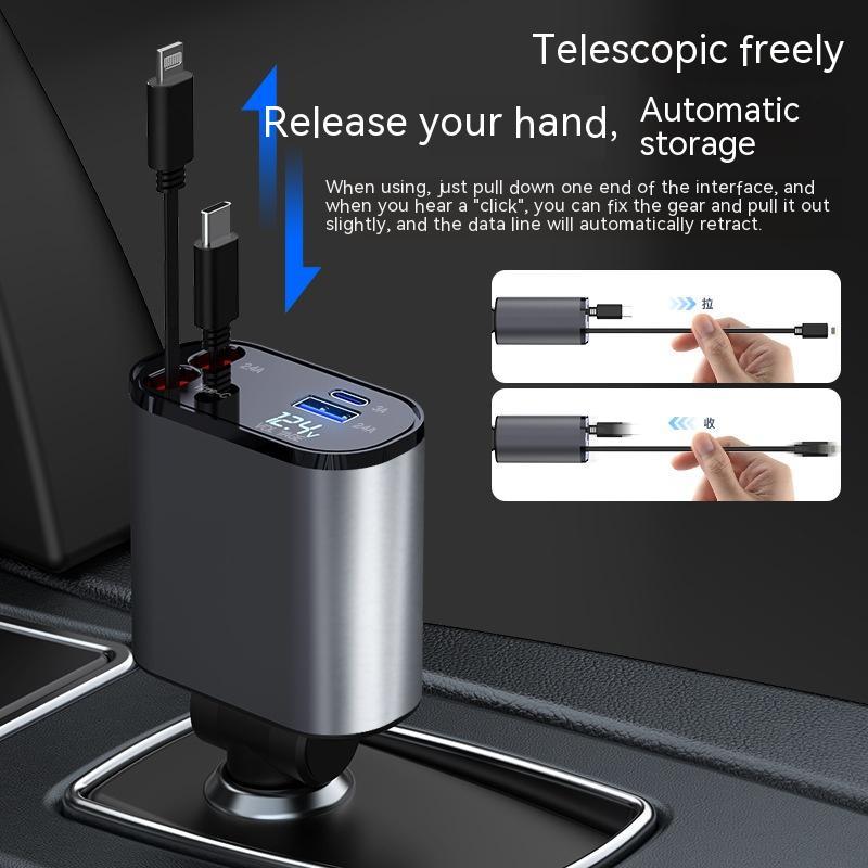 Metal Car Charger 100W Super Fast Charging Car Cigarette Lighter USB And TYPE-C Adapter - Omnia