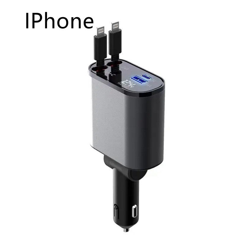 Metal Car Charger 100W Super Fast Charging Car Cigarette Lighter USB And TYPE-C Adapter - Omnia