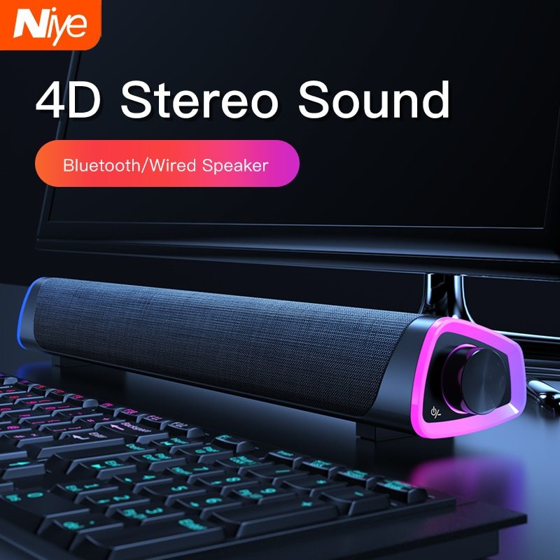 Compatible with Apple, 4D Computer Speaker Bar Stereo Sound subwoofer Bluetooth Speaker For Macbook Laptop Notebook PC Music Player Wired Loudspeaker - Omnia
