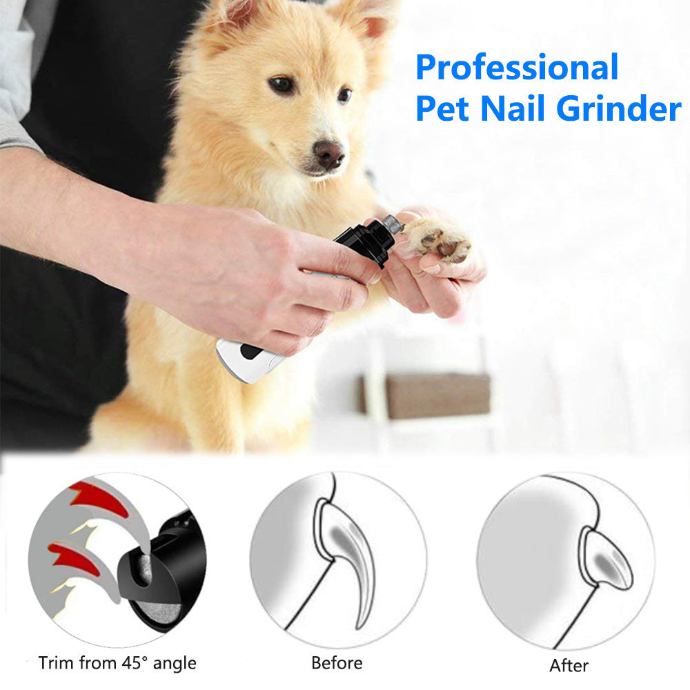 Electric Dog Nail Clippers Grinders Rechargeable USB Charging Pet Quiet Cat Paws Nail Grooming Trimmer Tools - Omnia