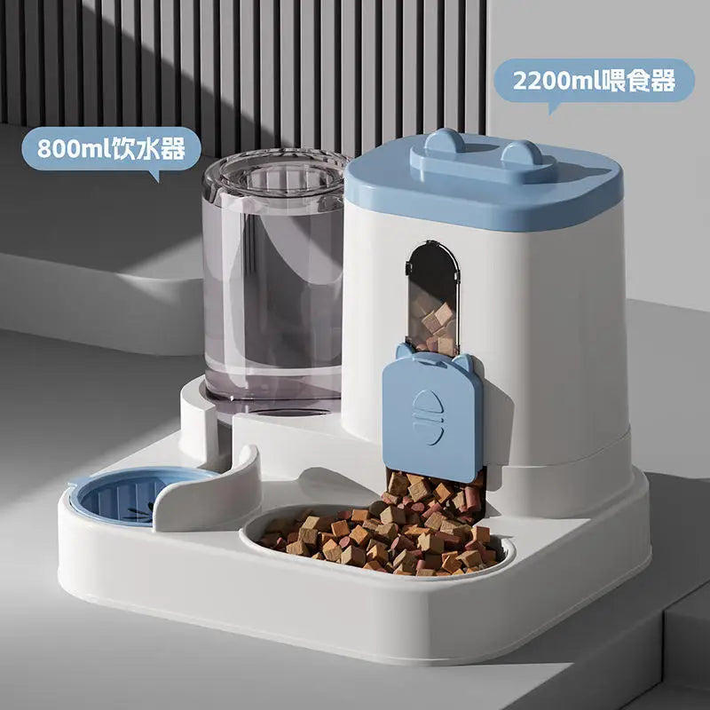 Dog & Cat Automatic Feeder & Waterer Set: Gravity Design, Leak-Proof, Spill-Proof, Anti-Slip, Easy to Clean, Built-In Food Bowl - Omnia
