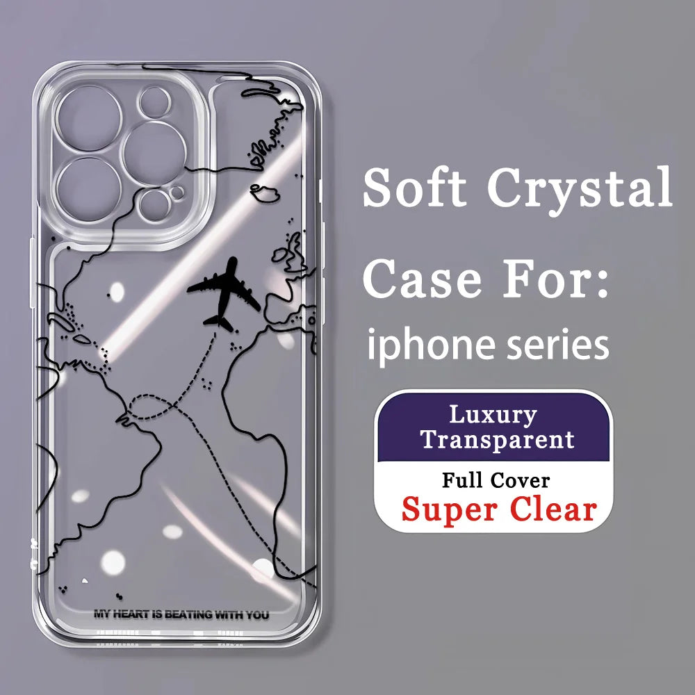 Travel-nspired Airplane Route Desian Clear Phone Case For iPhone - Omnia