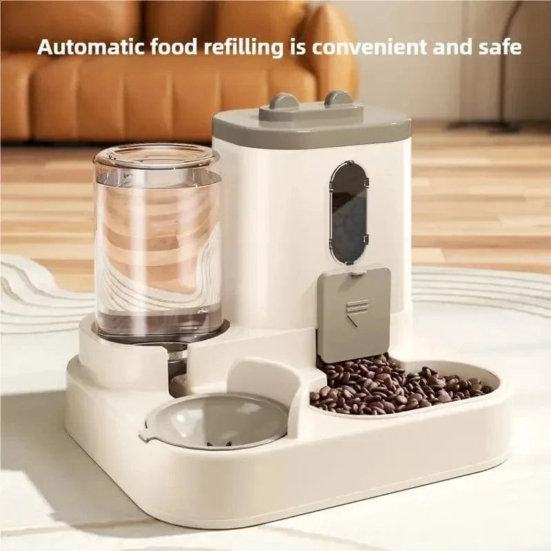 Dog & Cat Automatic Feeder & Waterer Set: Gravity Design, Leak-Proof, Spill-Proof, Anti-Slip, Easy to Clean, Built-In Food Bowl - Omnia