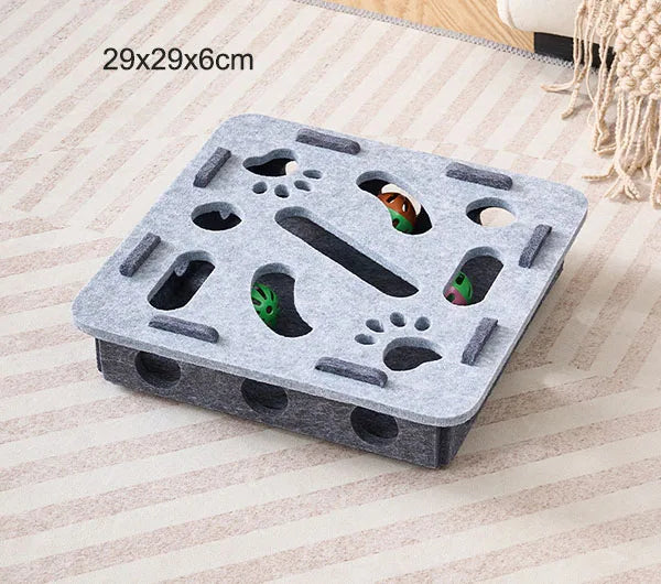 Pet Cat Puzzle Maze Holes Toys Felt Box With Bell Ball Kitten Playing Toys Interactive Funny Combination Set Cat Supplies - Omnia