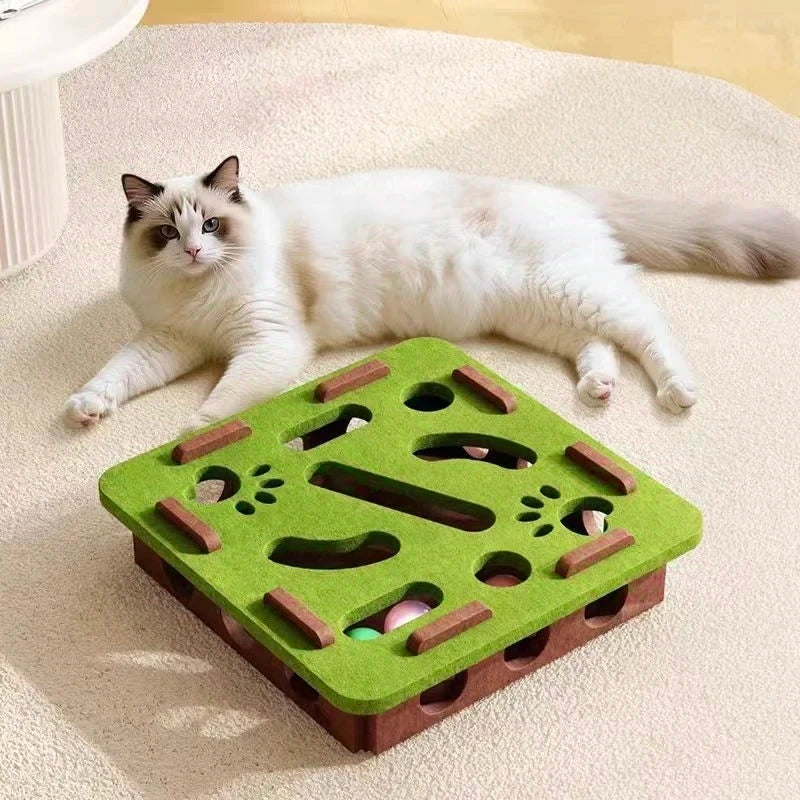 Pet Cat Puzzle Maze Holes Toys Felt Box With Bell Ball Kitten Playing Toys Interactive Funny Combination Set Cat Supplies - Omnia