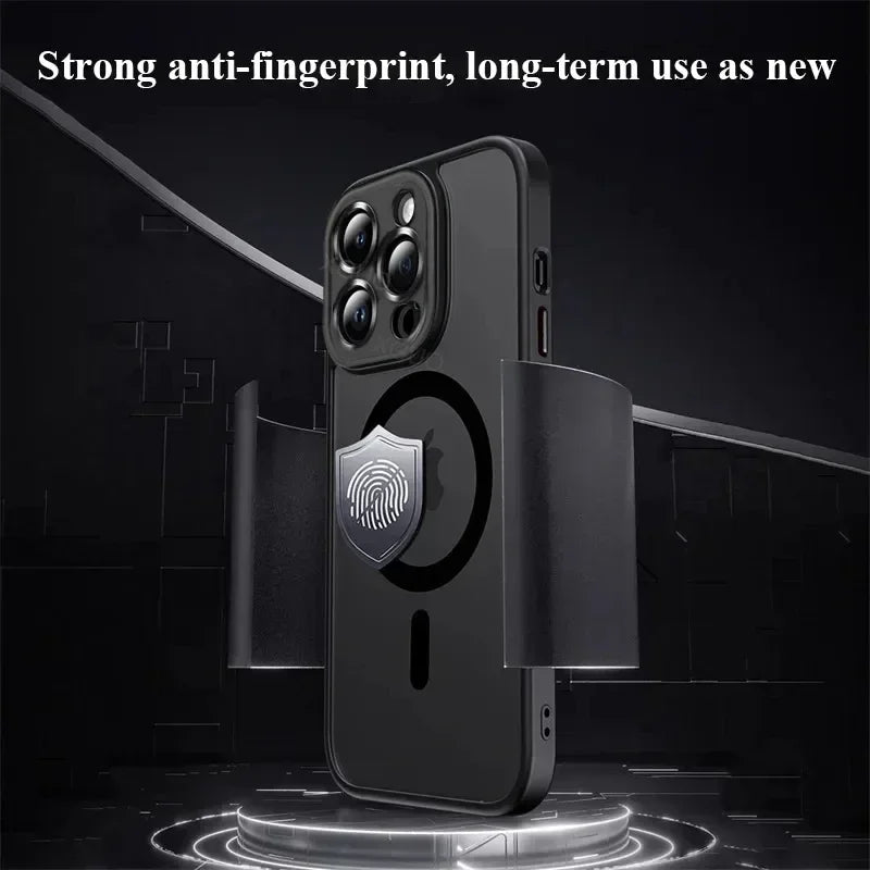 For Magsafe Matte Armor Wireless Charge Case For iPhone 16 15 14 13 11 12 Pro Max Plus Magnetic High Quality Translucent Cover - Omnia