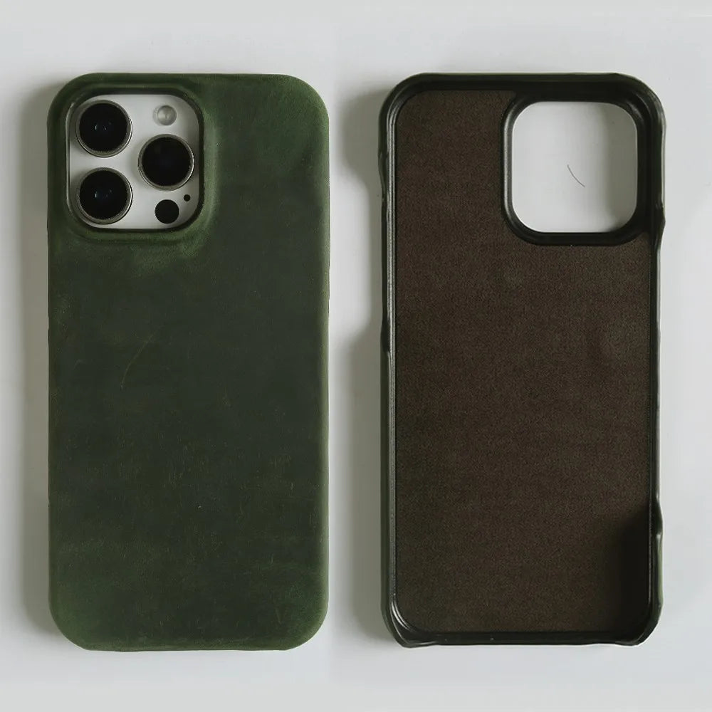 Classic Durable Crazy House Pattern Genuine Leather Phone Case For Iphone - Omnia