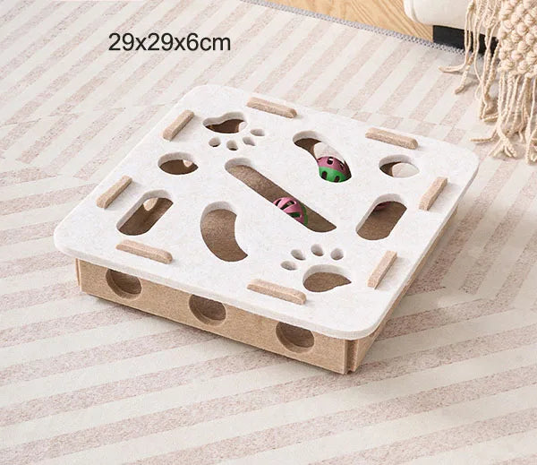 Pet Cat Puzzle Maze Holes Toys Felt Box With Bell Ball Kitten Playing Toys Interactive Funny Combination Set Cat Supplies - Omnia