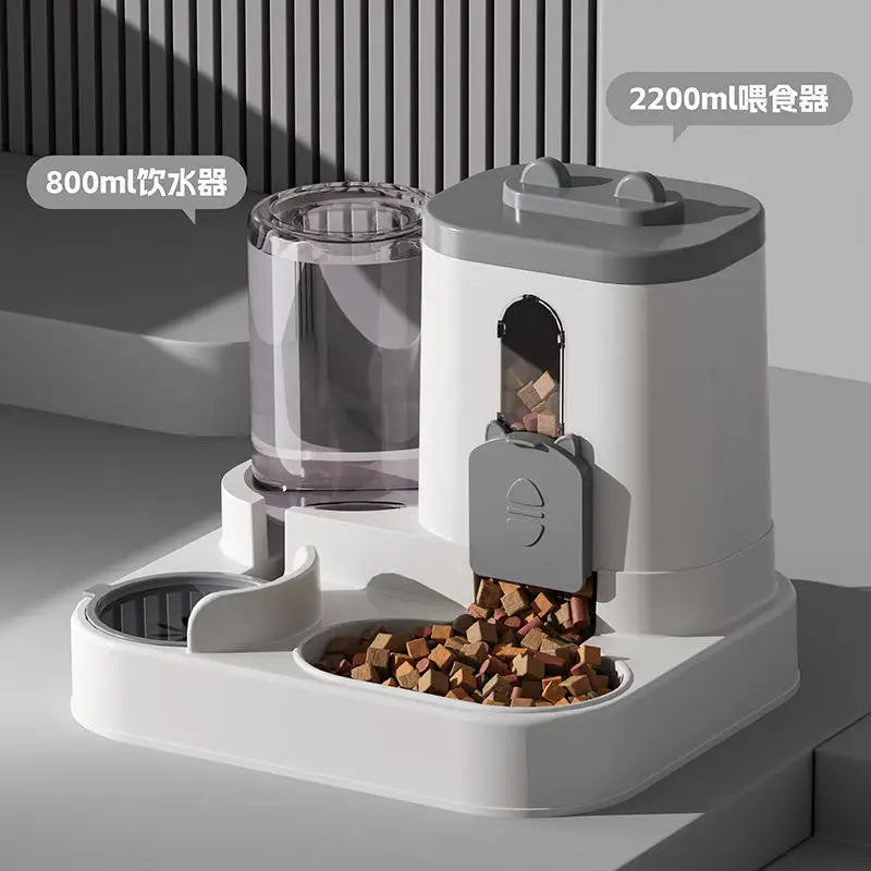 Dog & Cat Automatic Feeder & Waterer Set: Gravity Design, Leak-Proof, Spill-Proof, Anti-Slip, Easy to Clean, Built-In Food Bowl - Omnia