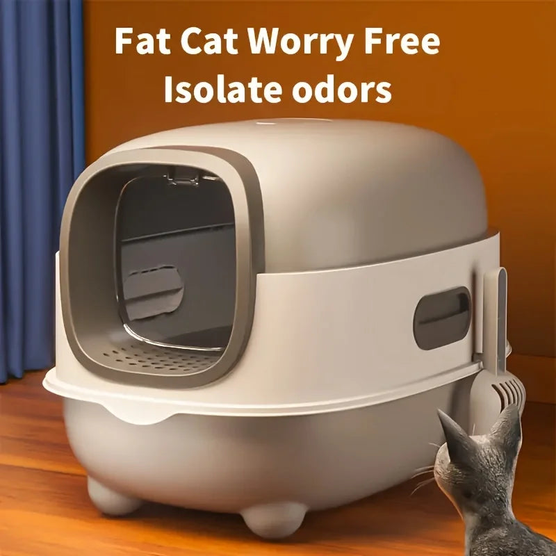 Cat Litter Box - Spacious, Foldable, Top-Entry Design, Anti-Splash &Odor-Control - Omnia