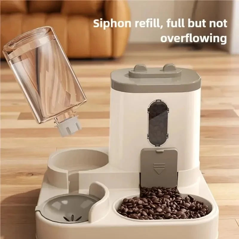 Dog & Cat Automatic Feeder & Waterer Set: Gravity Design, Leak-Proof, Spill-Proof, Anti-Slip, Easy to Clean, Built-In Food Bowl - Omnia
