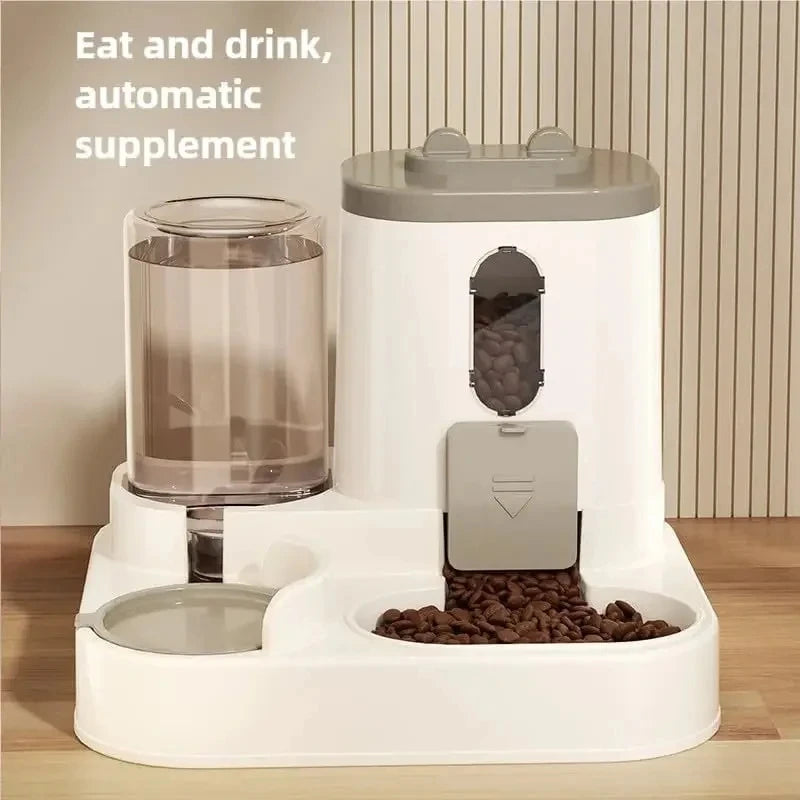Dog & Cat Automatic Feeder & Waterer Set: Gravity Design, Leak-Proof, Spill-Proof, Anti-Slip, Easy to Clean, Built-In Food Bowl - Omnia