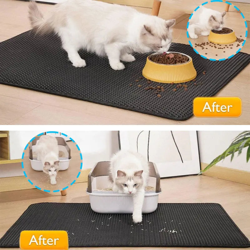 Pet Cat Litter Mat Waterproof Double Layer Cat Litter Trapping Pet Litter Box Mat Clean Pad Products For Cats Accessories - Omnia