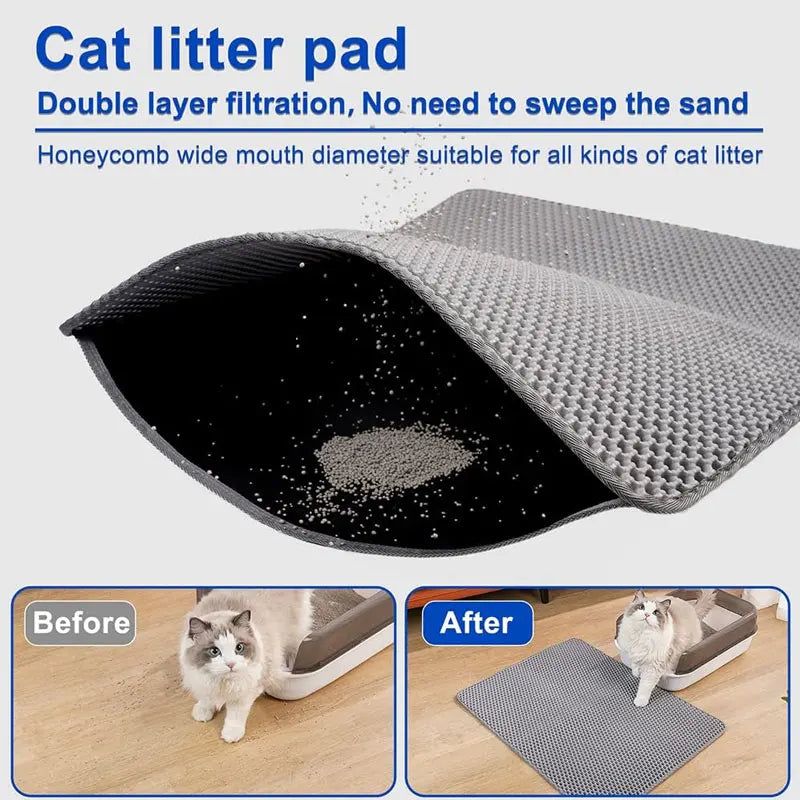 Pet Cat Litter Mat Waterproof Double Layer Cat Litter Trapping Pet Litter Box Mat Clean Pad Products For Cats Accessories - Omnia