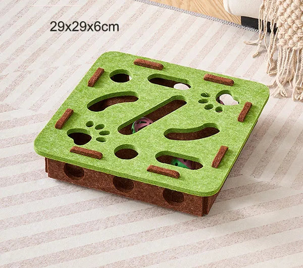 Pet Cat Puzzle Maze Holes Toys Felt Box With Bell Ball Kitten Playing Toys Interactive Funny Combination Set Cat Supplies - Omnia