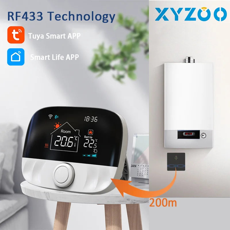 RF Wireless Thermostat Smart WiFi Floor Heating For Gas Boiler Battery Powered Tuya Temperature Controller Receiver Alice Google - Omnia