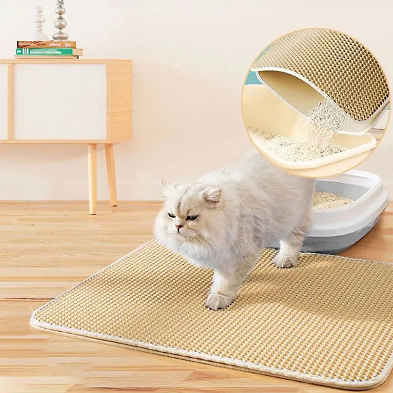 Pet Cat Litter Mat Waterproof Double Layer Cat Litter Trapping Pet Litter Box Mat Clean Pad Products For Cats Accessories - Omnia