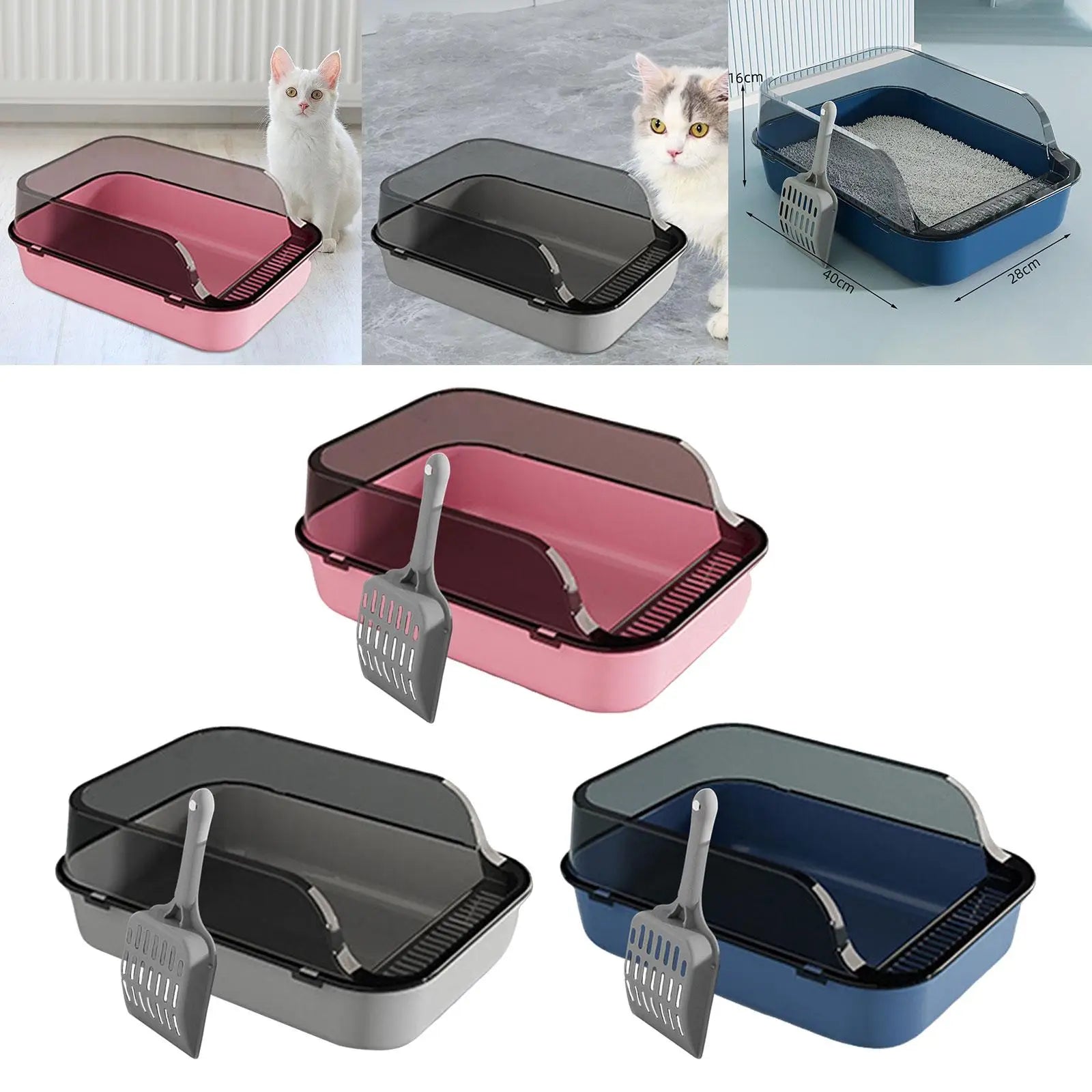 Cat Litter Box Kitten Potty Toilet for Small Medium Large Cats Small Animals - Omnia