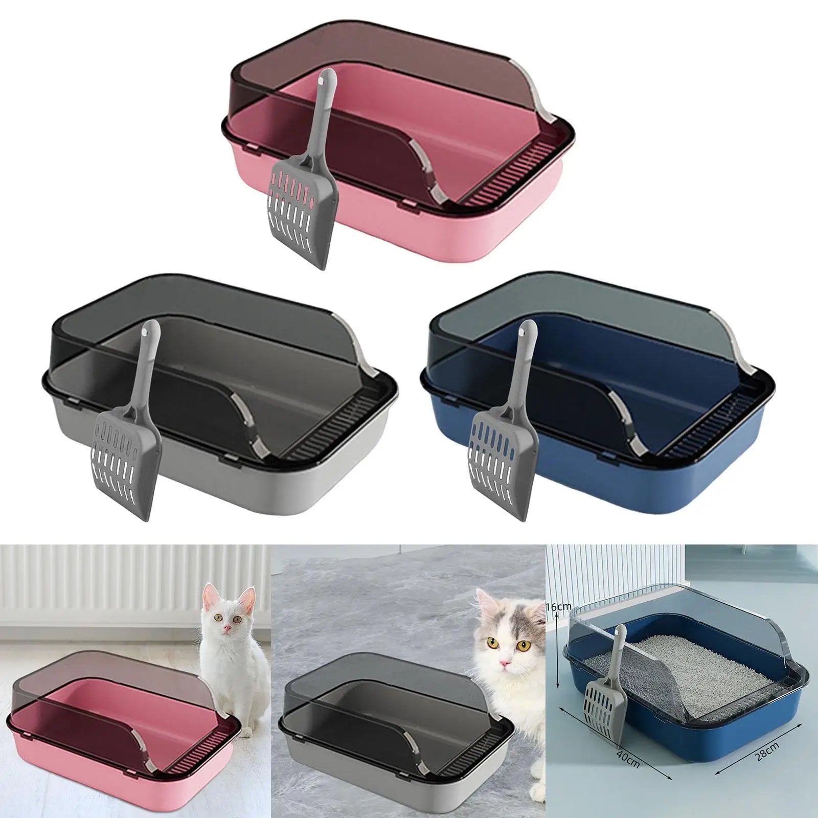 Cat Litter Box Kitten Potty Toilet for Small Medium Large Cats Small Animals - Omnia