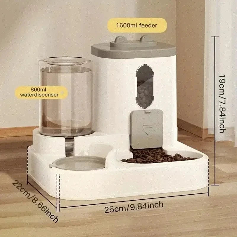 Dog & Cat Automatic Feeder & Waterer Set: Gravity Design, Leak-Proof, Spill-Proof, Anti-Slip, Easy to Clean, Built-In Food Bowl - Omnia