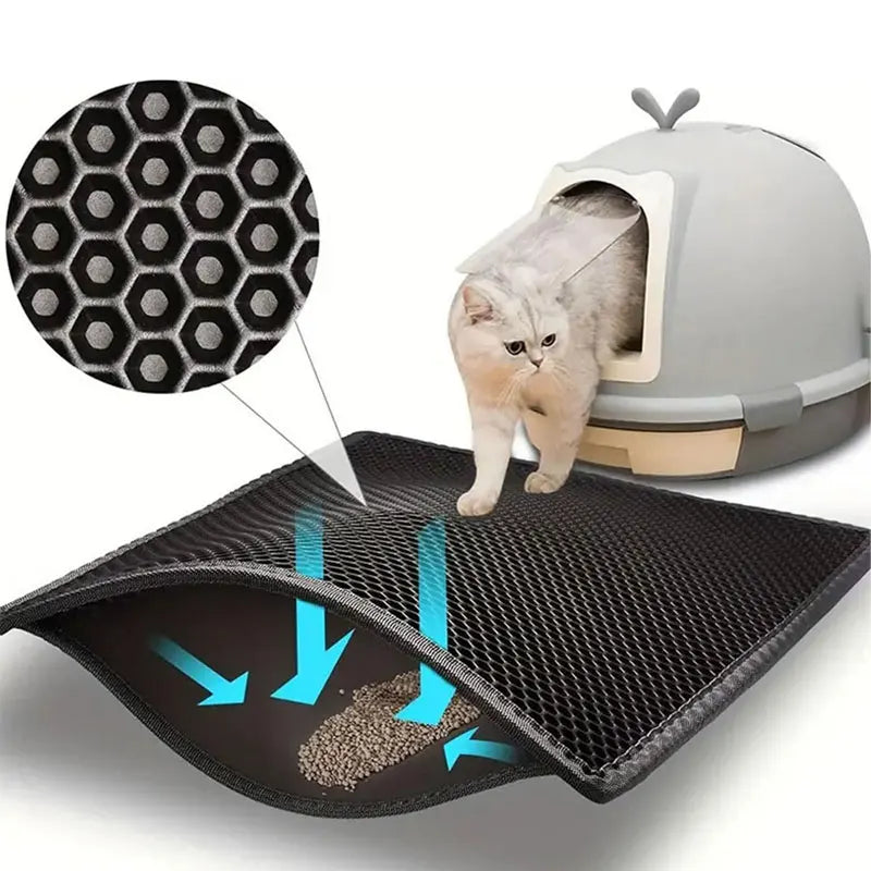 Pet Cat Litter Mat Waterproof Double Layer Cat Litter Trapping Pet Litter Box Mat Clean Pad Products For Cats Accessories - Omnia