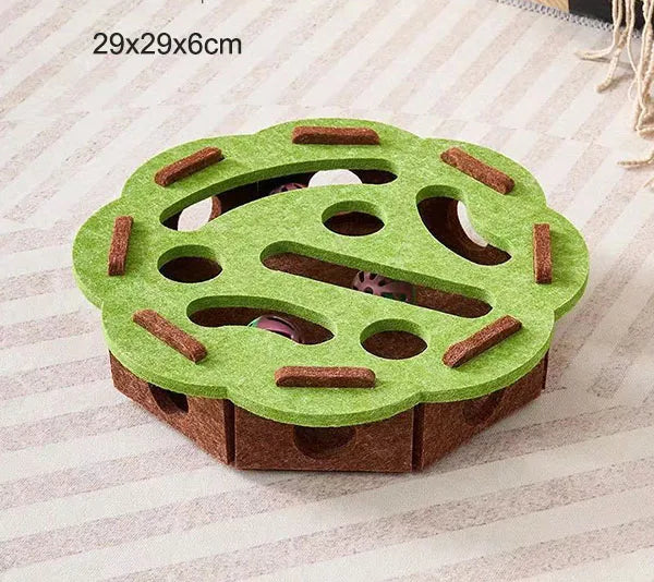 Pet Cat Puzzle Maze Holes Toys Felt Box With Bell Ball Kitten Playing Toys Interactive Funny Combination Set Cat Supplies - Omnia
