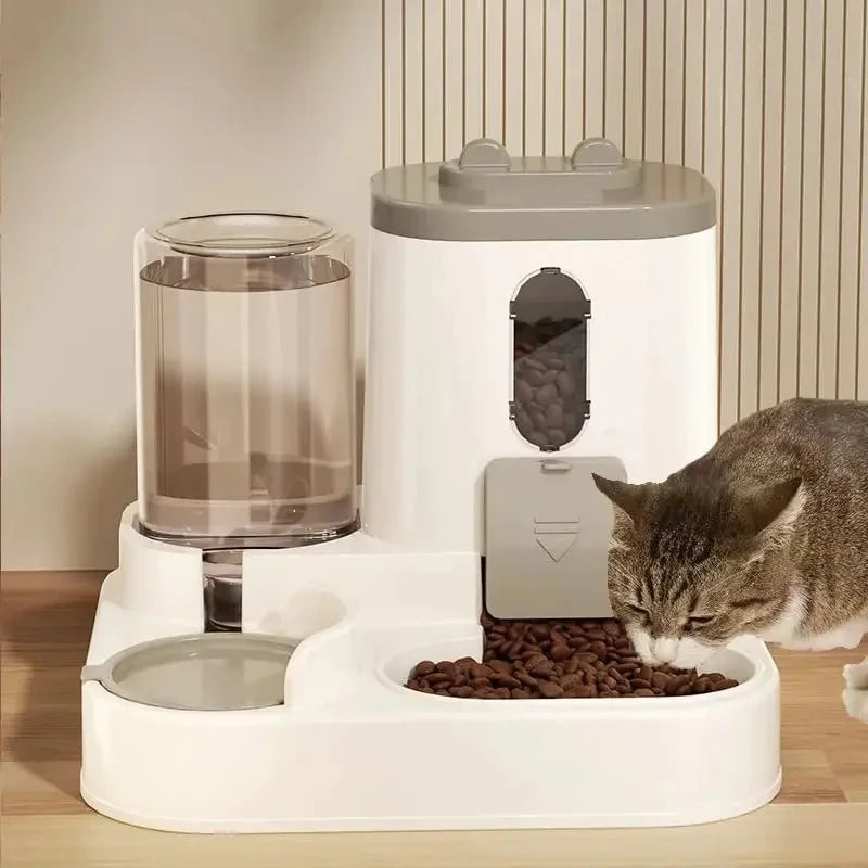 Dog & Cat Automatic Feeder & Waterer Set: Gravity Design, Leak-Proof, Spill-Proof, Anti-Slip, Easy to Clean, Built-In Food Bowl - Omnia
