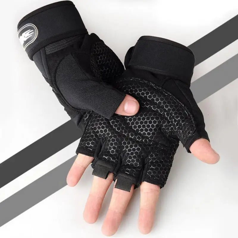 Gym Fitness Heavyweight Training Gloves Men women Body Building Half Finger Non-Slip Gloves Wrist Support Weightlifting Sports - Omnia