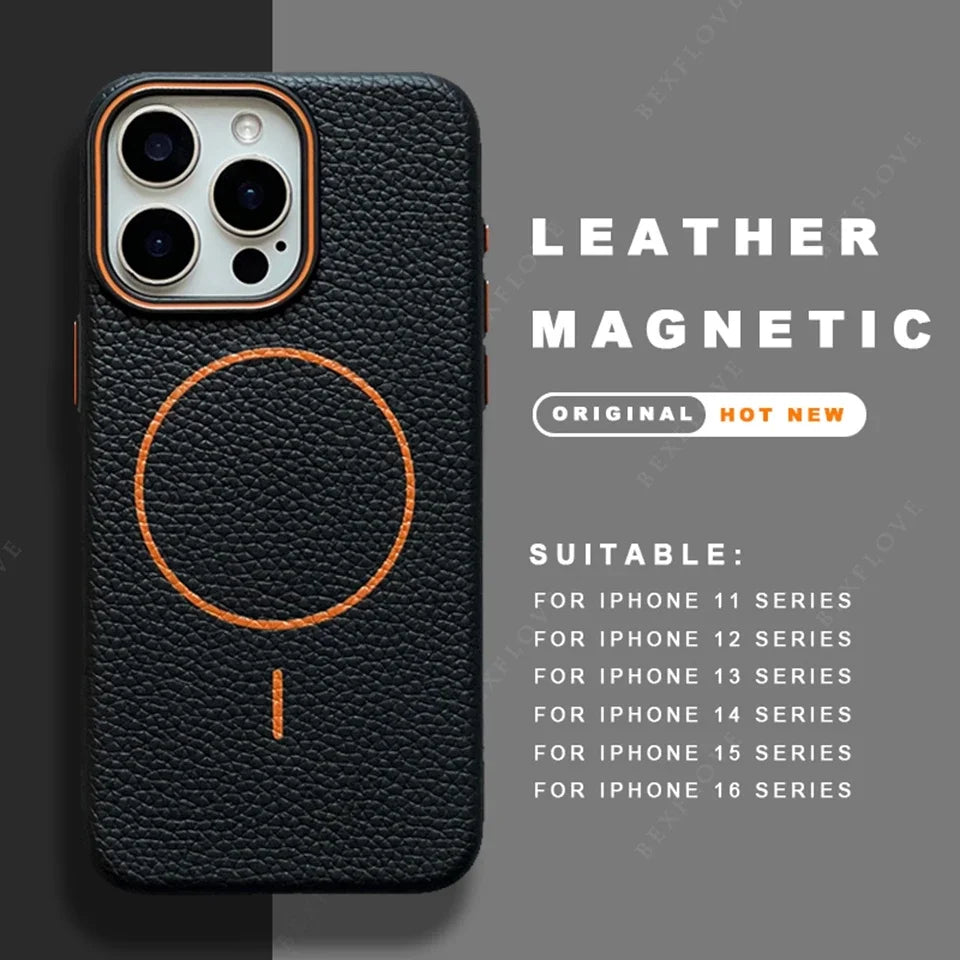 Official Leather Skin Texture Magsafe Phone Case For iPhone - Omnia
