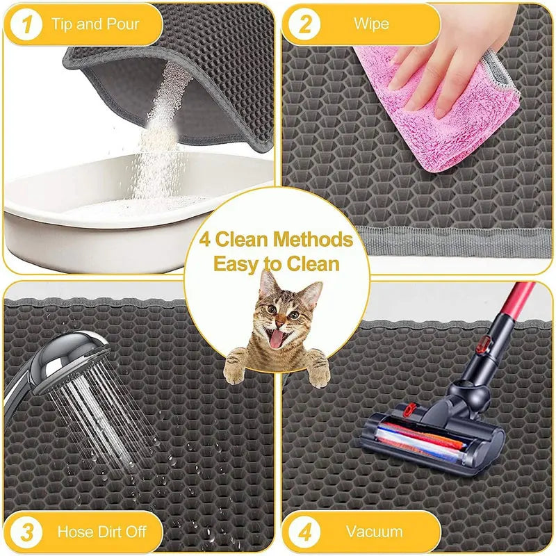 Pet Cat Litter Mat Waterproof Double Layer Cat Litter Trapping Pet Litter Box Mat Clean Pad Products For Cats Accessories - Omnia