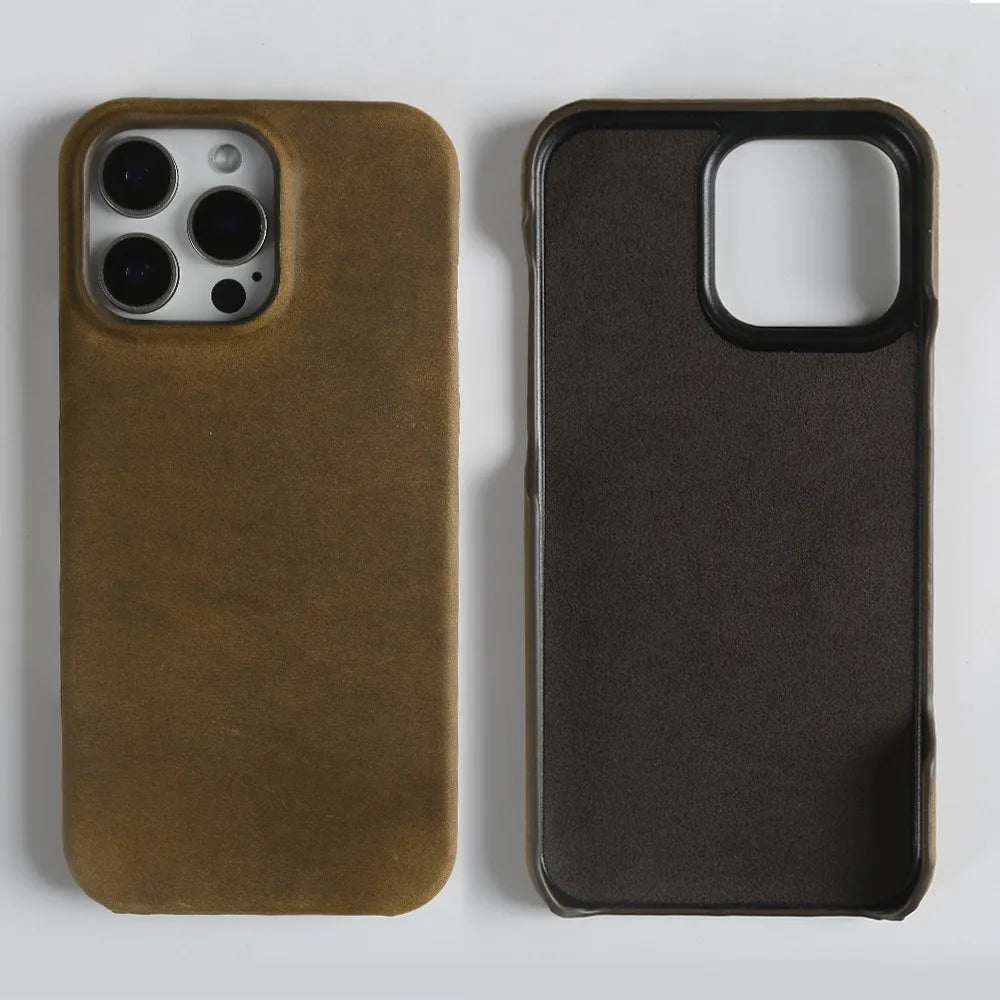 Classic Durable Crazy House Pattern Genuine Leather Phone Case For Iphone - Omnia