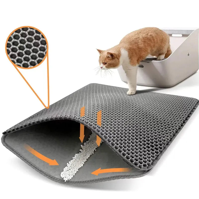 Pet Cat Litter Mat Waterproof Double Layer Cat Litter Trapping Pet Litter Box Mat Clean Pad Products For Cats Accessories - Omnia