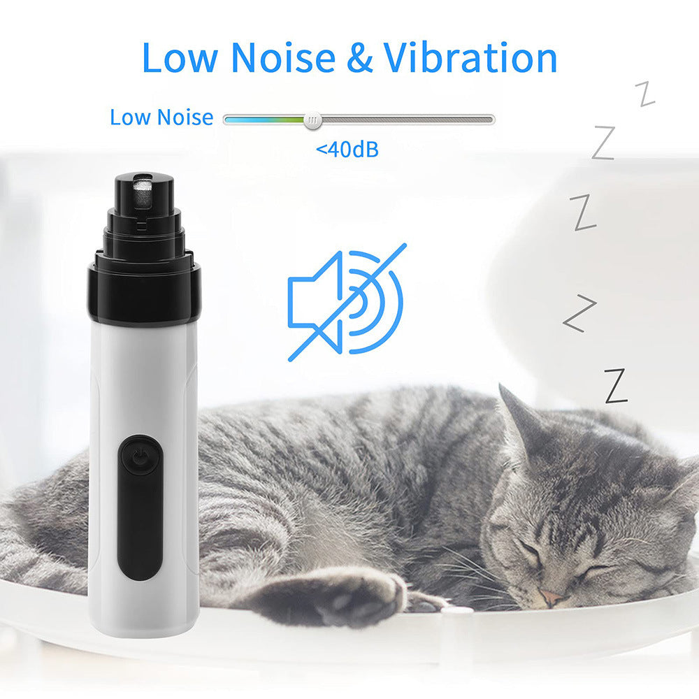 Electric Dog Nail Clippers Grinders Rechargeable USB Charging Pet Quiet Cat Paws Nail Grooming Trimmer Tools - Omnia