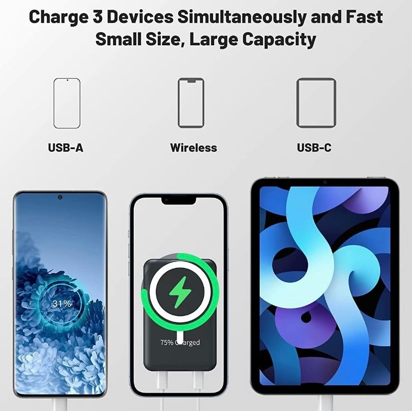 Power Bank Magnetic Portable Wireless FastCharger 10000mAh Type - C - Omnia 