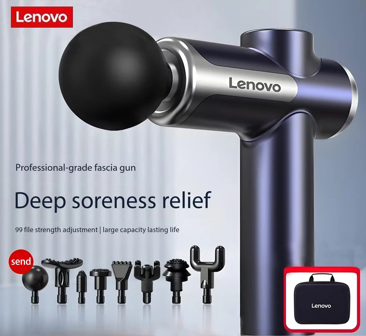 New Lenovo N3 Series Fascia Gun  LED Touch Screen 8Massage Head Muscle Relaxation Massager Relieve Exercise Soreness Portable - Omnia 