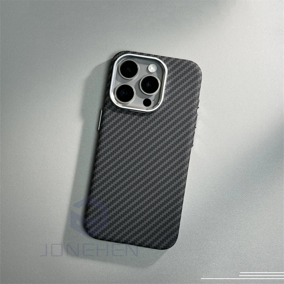 Magnetic Cloud Carbon Pixels Texture For MagSafe Case Alloy Lens For iPhone 13 14 15 Pro Max Wireless Charge Slim Hard PC Cover - Omnia 