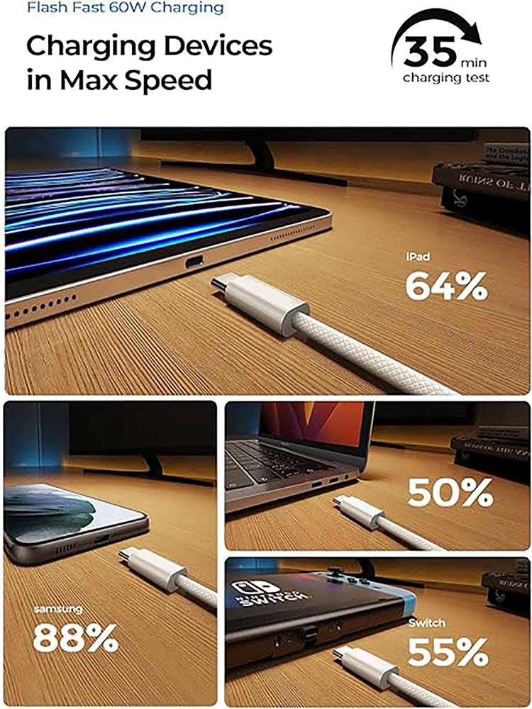 PD 60W USB-C Cable For Apple iPhone 16e 16 15 Pro Max Plus Fast Charging Type C to Type C Cable Charger Data Line Wire Accessory - Omnia 