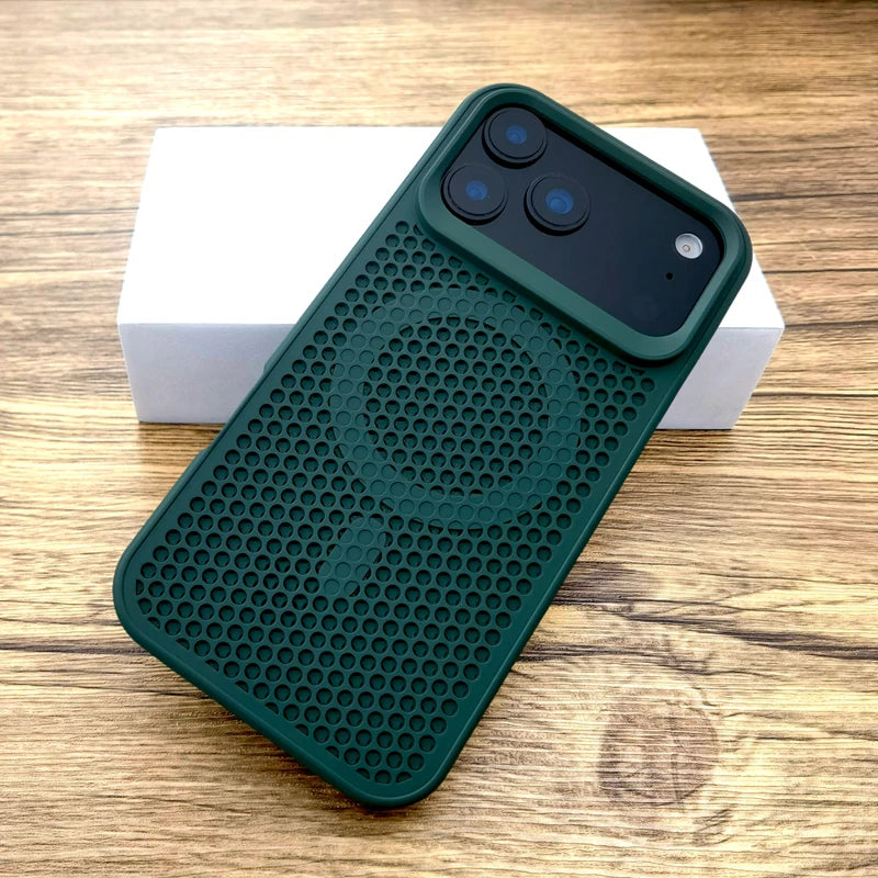 Luxury Dissipate Heat Hard Case For iPhone 17 Air 16 15 14 13 12 Pro Max 17Pro iPhone17 Mag Safe Magsafe Wireless Charge Cover - Omnia 