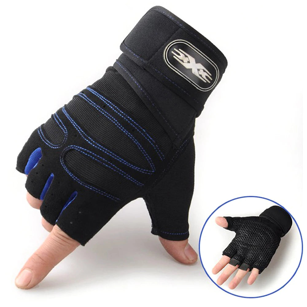 Gym Fitness Heavyweight Training Gloves Men women Body Building Half Finger Non-Slip Gloves Wrist Support Weightlifting Sports - Omnia 