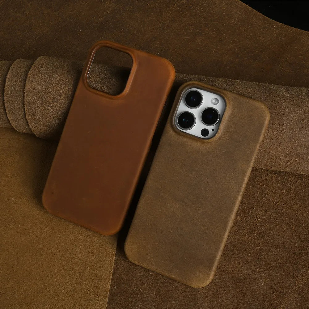 Classic Durable Crazy House Pattern Genuine Leather Phone Case For Iphone - Omnia 