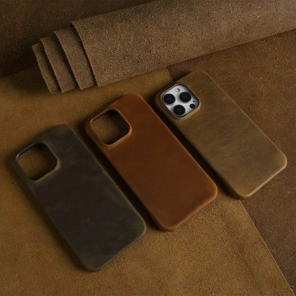 Classic Durable Crazy House Pattern Genuine Leather Phone Case For Iphone - Omnia 