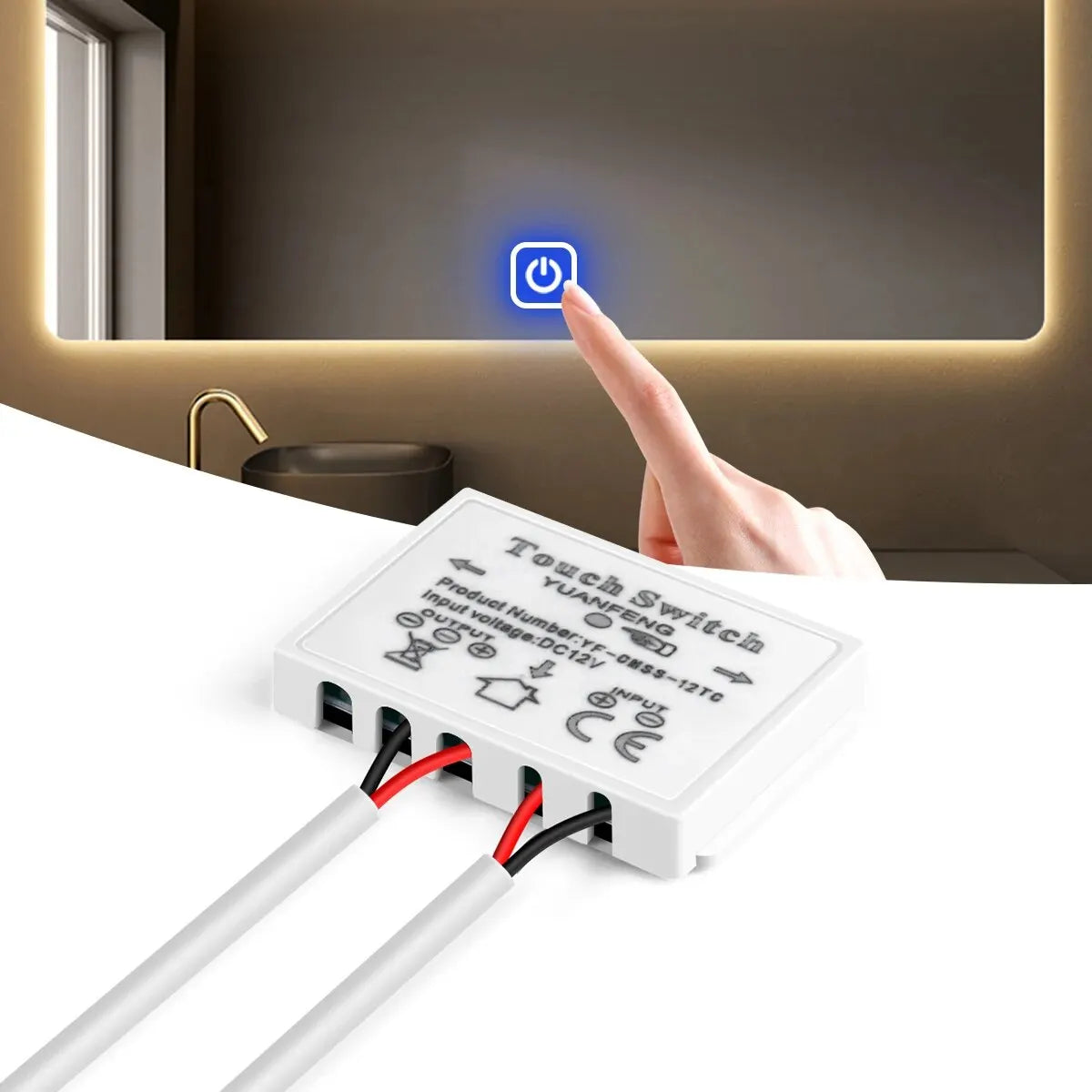 12V LED Dimmer Switch Capacitive Brightness Adjustable Touch Sensor Switch For Bathroom Mirror Light Backlight Decoration - Omnia 