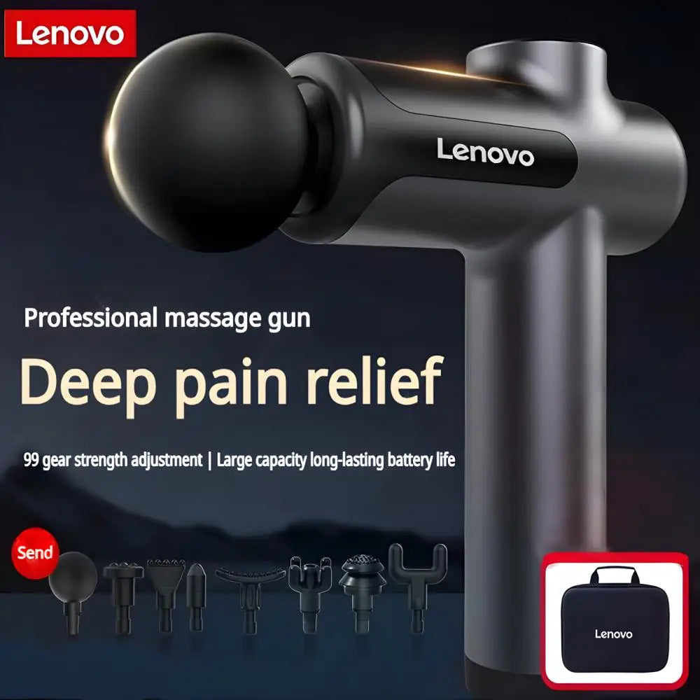 New Lenovo N3 Series Fascia Gun  LED Touch Screen 8Massage Head Muscle Relaxation Massager Relieve Exercise Soreness Portable - Omnia 