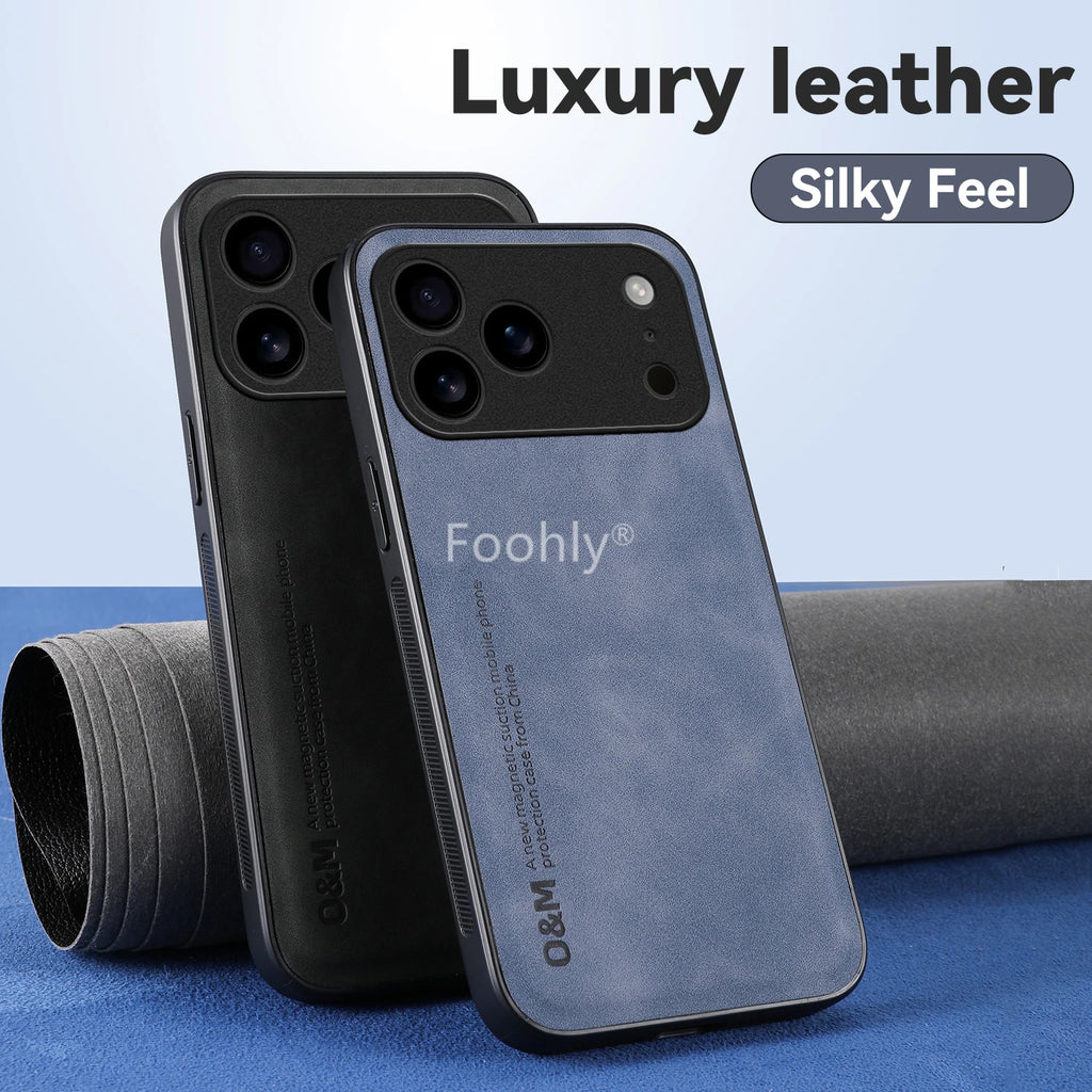 Leather Shockproof Magnetic Case for Apple iPhone 17 Pro Max 17 Air Protective Cover Back Shell Coque Funda - Omnia 