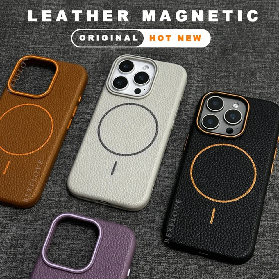 Official Leather Skin Texture Magsafe Phone Case For iPhone - Omnia 