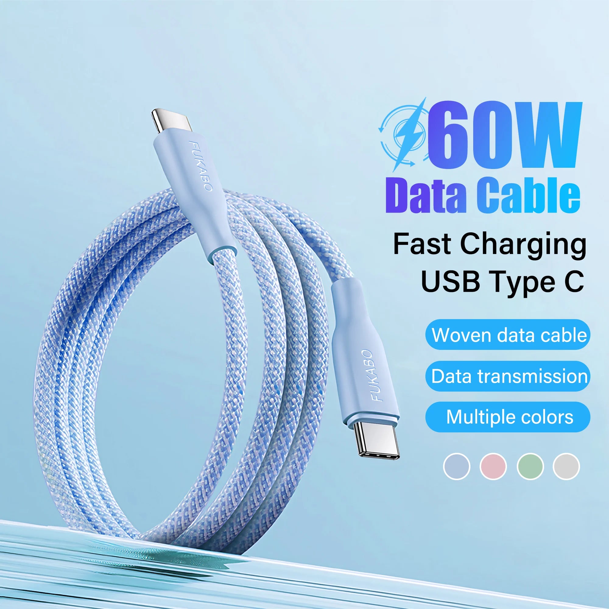 USB Type C PD 60W Cable Fast Charging Braided Cables For iPhone 15 16 Pro Max Plus For Xiaomi Redmi Phone Charge Accessory Wire - Omnia 