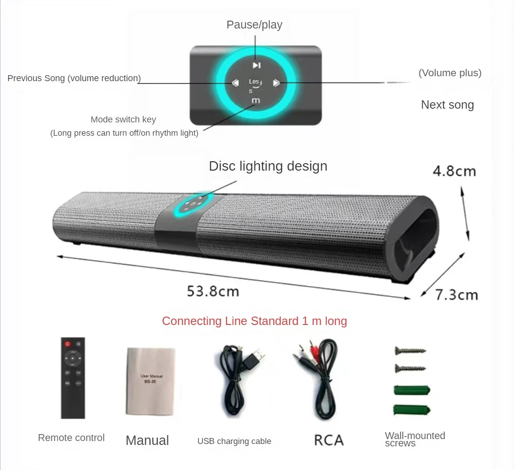 Wireless Bluetooth Sound Bar Speaker System Super Power Sound Speaker Wired Wireless Surround Stereo Home Theater TV Projector - Omnia 