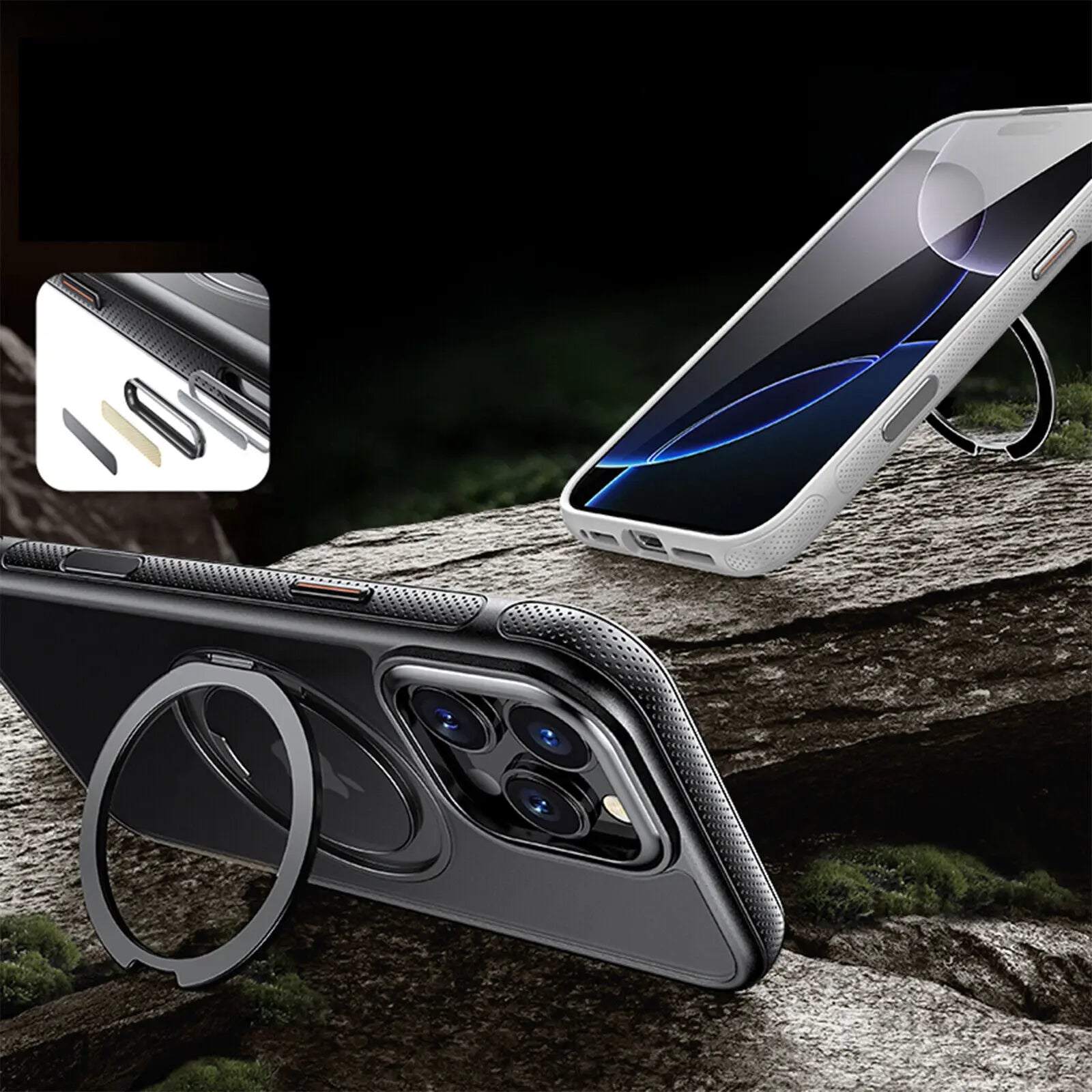 360 Rotatable Ring Phone Case Magnetic for Magsafe For iPhone - Omnia 
