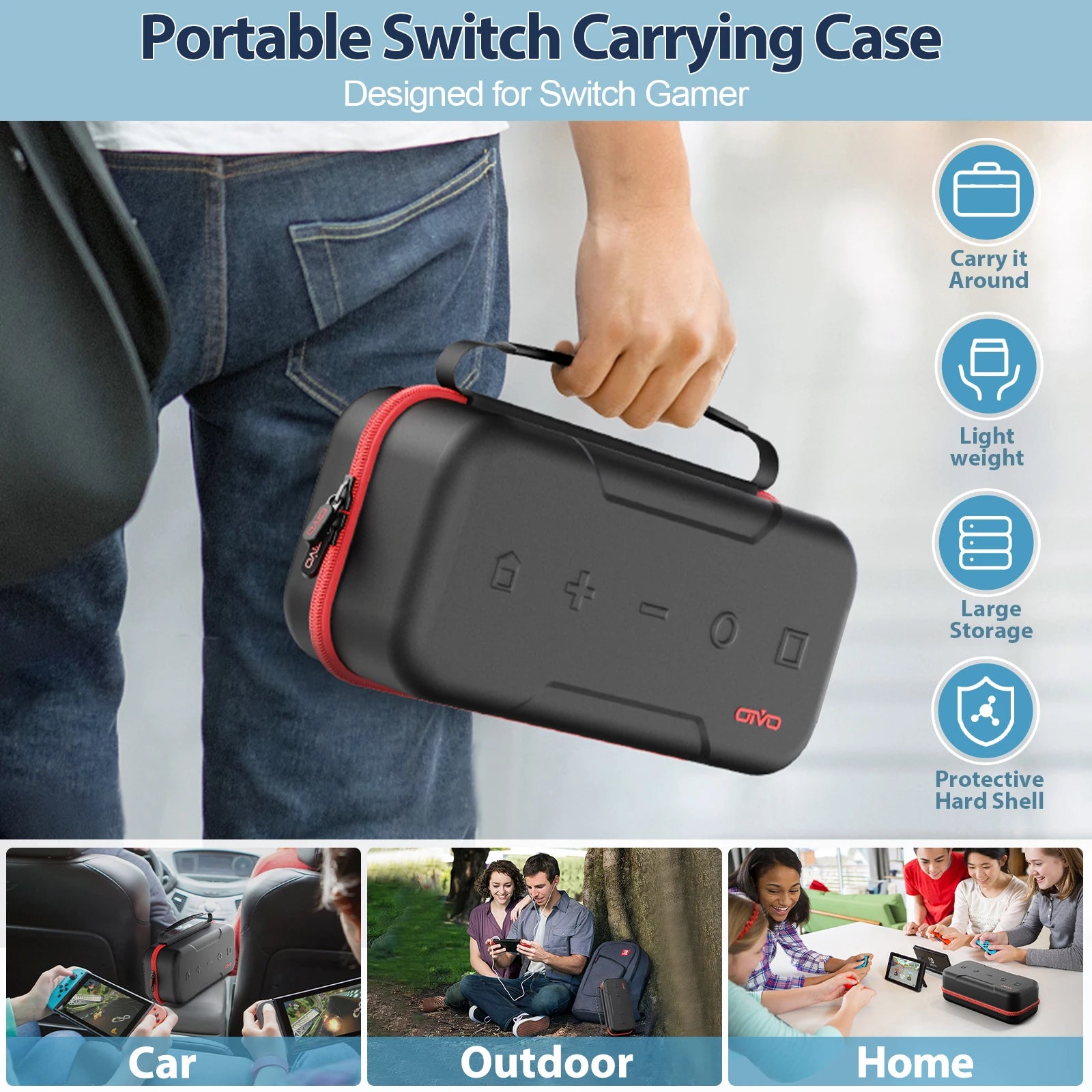 Large Storage Bag for Switch Portable Carrying Protective Case Anti-Scratch Waterproof Travel Bag for Nintendo Switch OLED - Omnia 