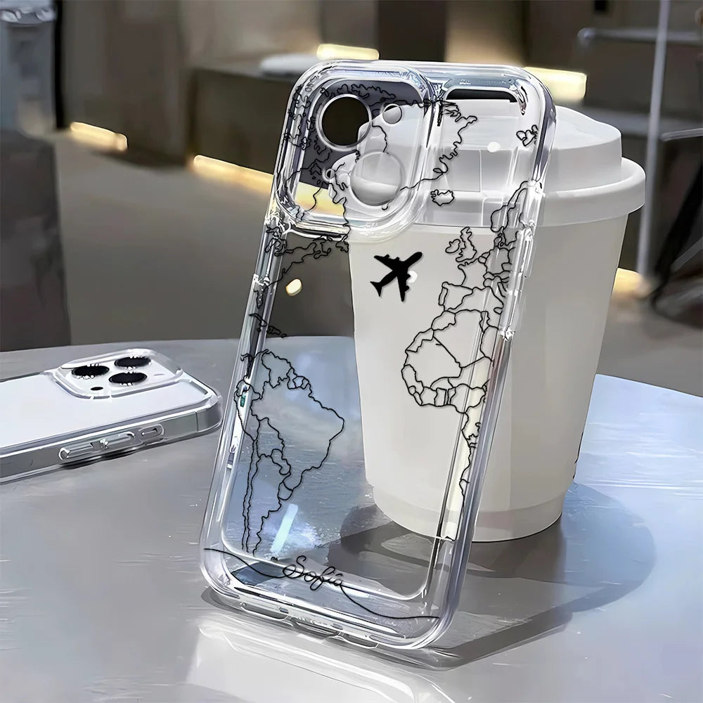 Travel-nspired Airplane Route Desian Clear Phone Case For iPhone - Omnia 